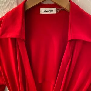 Calvin Klein Red Wrap Dress Size 10